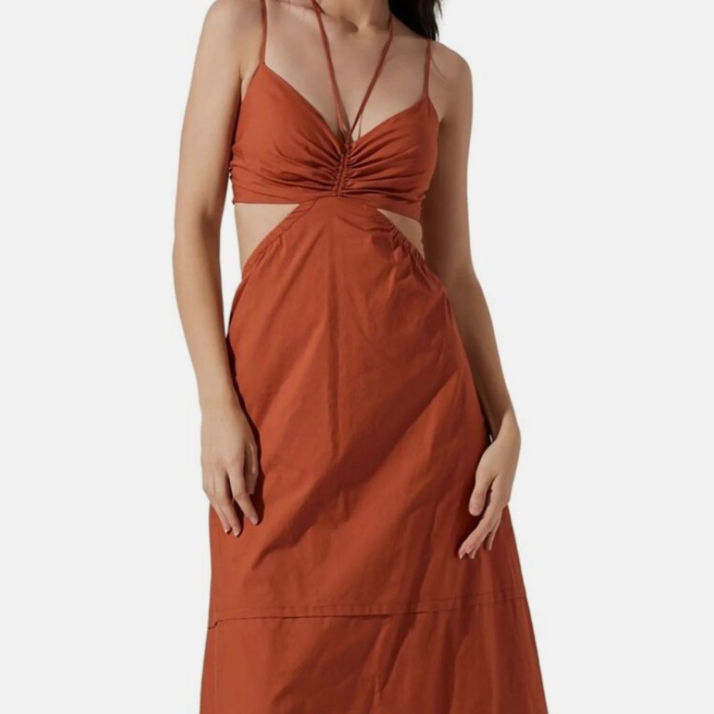 ASTR the Label Cutout Cotton Poplin Maxi Dress - New - XL